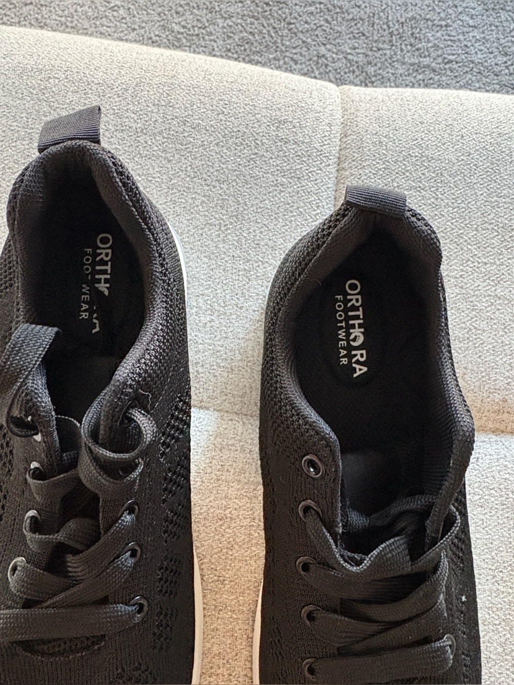 Unisex Black Knit Lace-Up Athletic Sneakers with White Sole - Picture 11 of 17